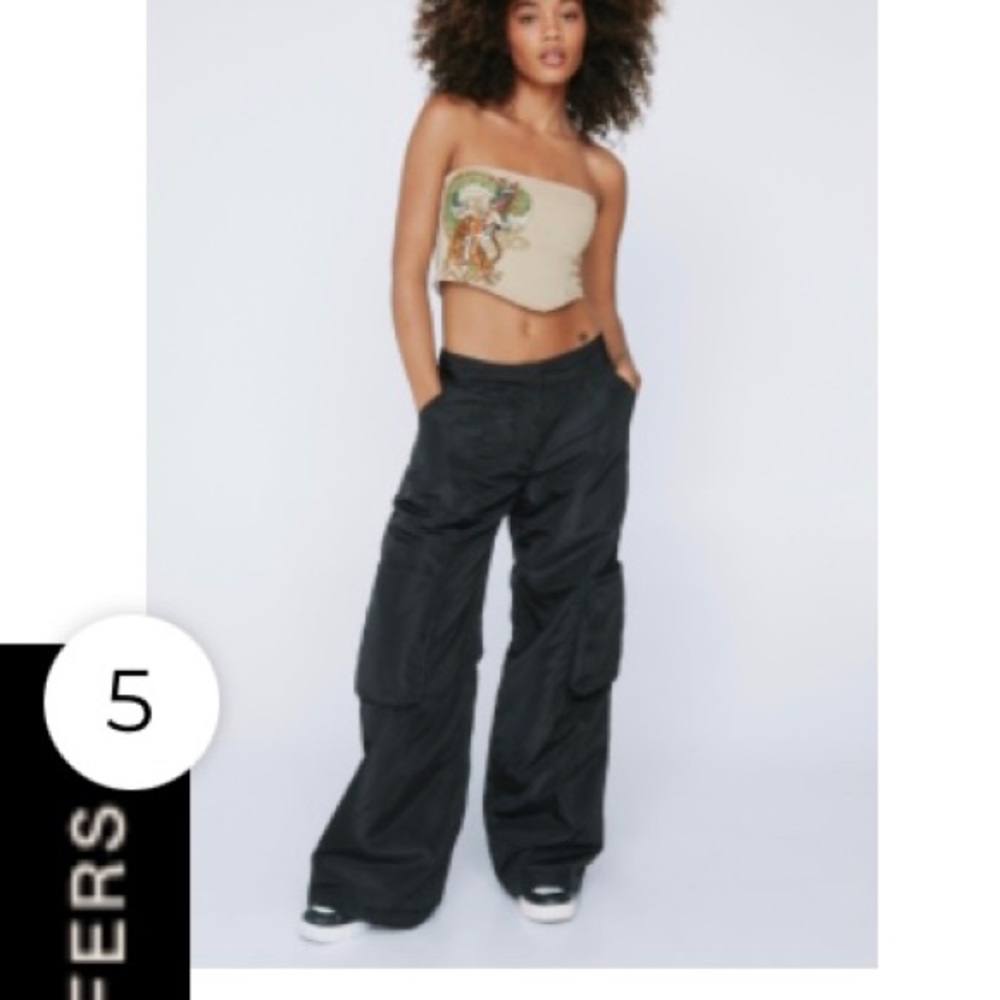 Nasty Gal Mid Rise Padded Pocket Cargo Pants